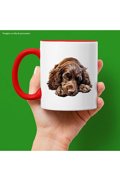 StoryGift Romania Mug with a brown puppy sleeping soundly | illustration | sleep | in the world of dreams | e, Cu ,STG .