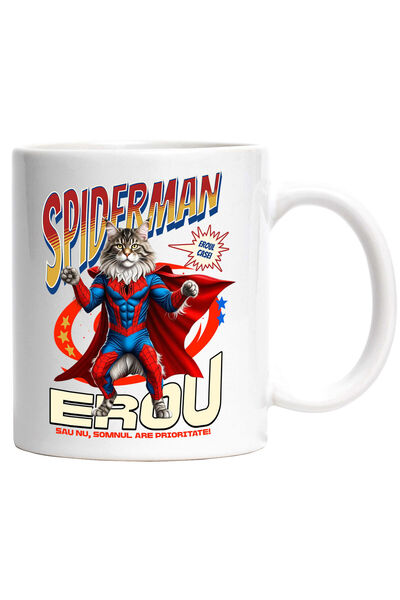 StoryGift Romania Cana cu Maine Coon Pisica In Costum de SpiderMan cu Pelerin...