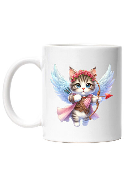 StoryGift Romania Cana cu o pisicuta care trage cu arcul, ilustratie, Cupidon...