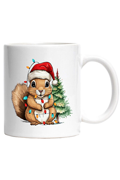 StoryGift Romania Cana cu o veverita care poarta o caciula de Craciun | ilust...