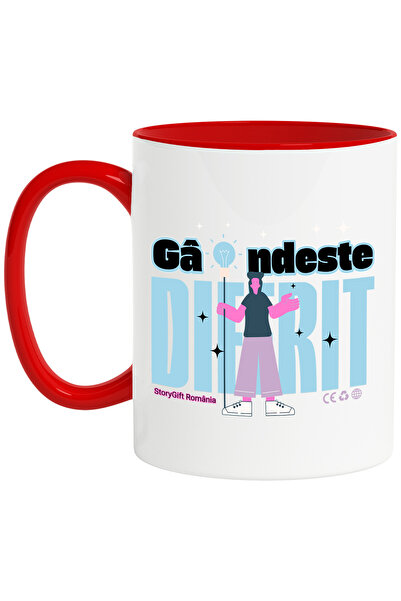 StoryGift Romania Cana fata cu bec gandeste diferit inteligenta, 330ml, Ceram...