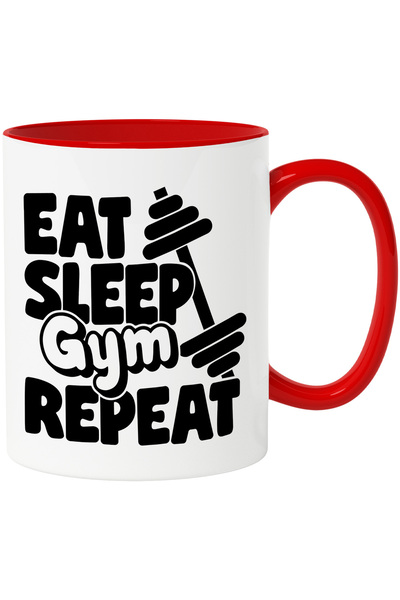StoryGift Romania Cana cu textul "Eat, sleep, gym, repeat" - mananca, dormi, ...