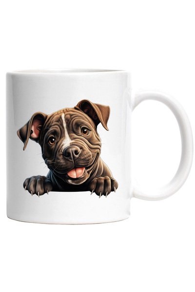 StoryGift Romania Cana cu un caine vesel | ilustratie | zambet | cu chef de viata | pentru iubitor, Cu Maner Alb