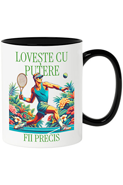 StoryGift Romania Cana Om jucand tennis pe teren iubitor de sport, 330ml, Cer...