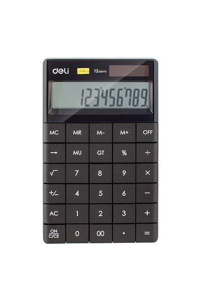 Deli Calculator Desktop 12 Digits Modern Black Deli