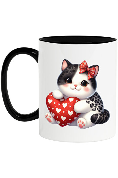 StoryGift Romania Cana cu o pisicuta grasuta care tine o inimioara in brate |...