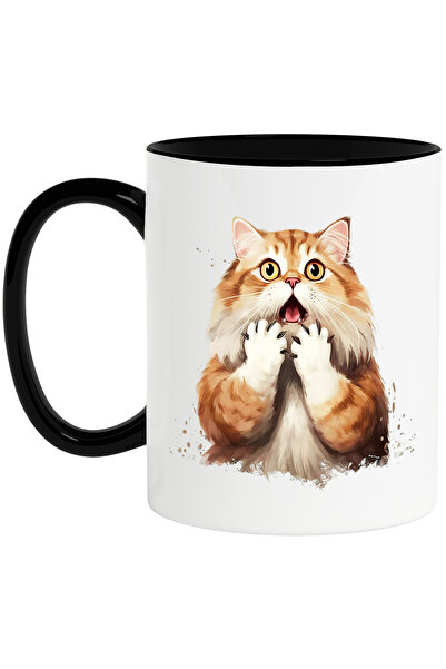 StoryGift Romania Cana cu o pisica socata, ilustratie, speriata, mirata, uimi...