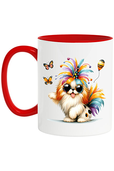 StoryGift Romania Cana cu un catel nebunatic si vesel, ilustratie, fluturi, p...