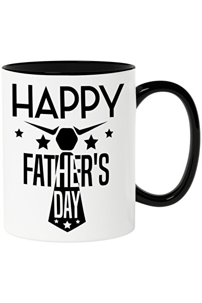 StoryGift Romania Cana cu Mesajul in Engleza Happy Father's Day, La Multi Ani de Ziua Tatalui, Ziu, Cu Maner Negru