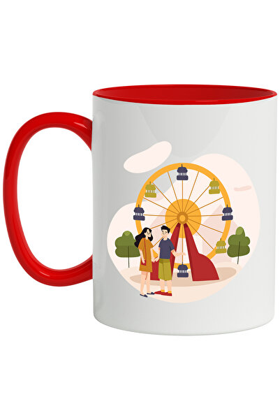 StoryGift Romania Cana Cu Parc De Distractii, Roata, Copac, Munte, Cuplu, Nor...