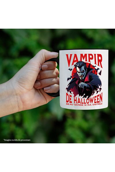 StoryGift Romania Mug with Scary Man with Cape and Long Fangs Text Dracula De Hallowen Beau, With ,STG