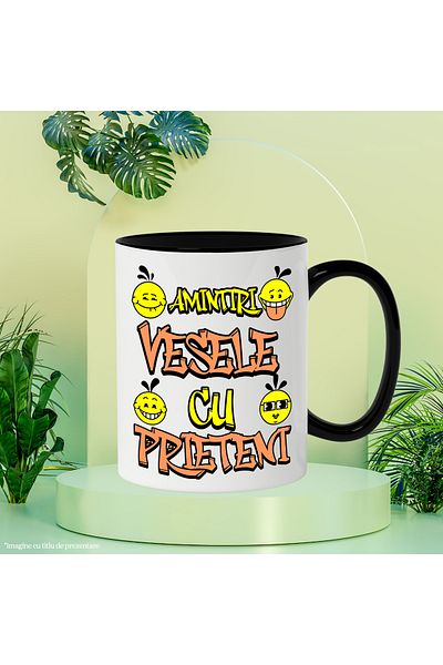 StoryGift Romania Cana Amintiri vesele cu prieteni, familie, distractie, cel mai bun prieten, 330m, Cu Maner Negru STG