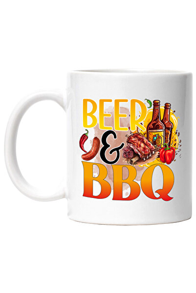 StoryGift Romania Cana cu mesajul "Beer & BBQ", gatit, ilustratie, bucatarie,...