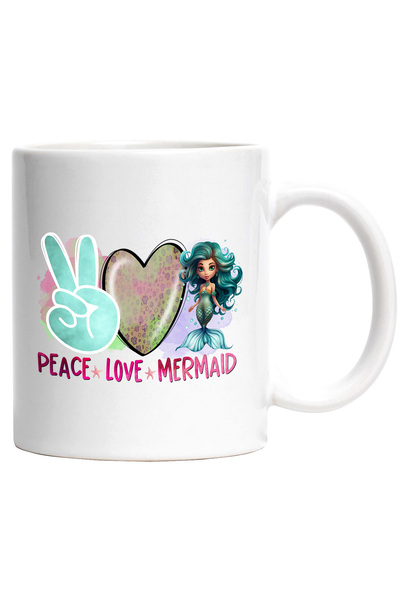 StoryGift Romania Cana cu mica sirena cu mesajul "Peace, love, mermaid", basm...