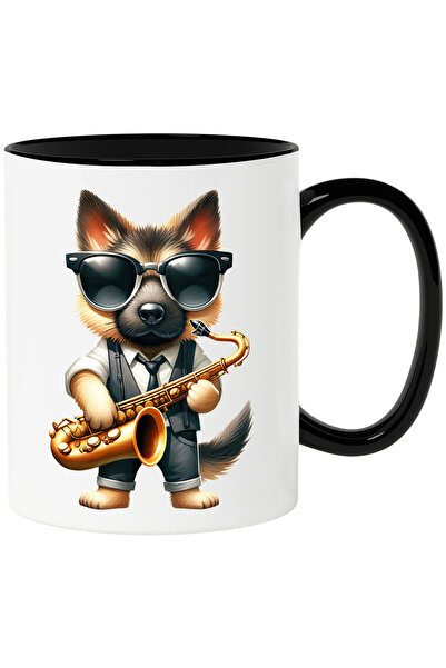 StoryGift Romania Cana cu un caine lup care canta la saxofon | ilustratie | o...