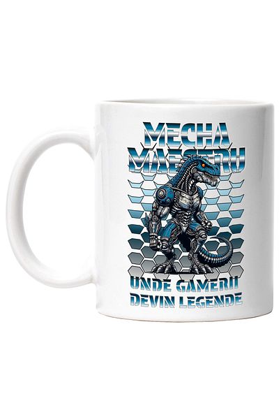 StoryGift Romania Cana Dragon robot Mecha maestru. Unde gamerii devin legende, 330ml, Ceramic cu M, Cu Maner Alb