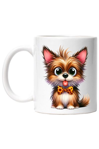 StoryGift Romania Mug with a crazy and disheveled puppy, cheerful, illustration, playful, joy, for, With, STG