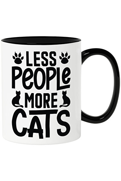 StoryGift Romania Cana cu textul in engleza "Less people, more cats" - mai pu...