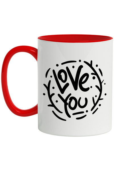 StoryGift Romania Cana Cu Mesaj In Engleza Love You, Te Iubesc, Cerc, Ramuri,...