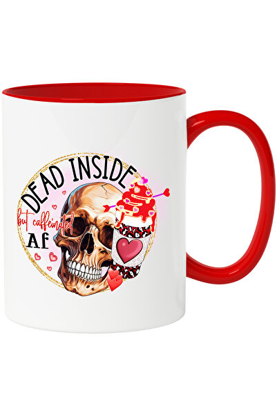 StoryGift Romania Cana cu un craniu si o ceasca cu cafea cu mesajul "Dead ins...