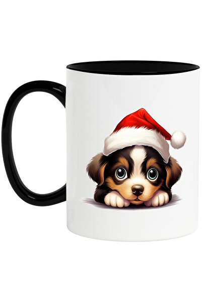 StoryGift Romania Cana cu un catel surprins care poarta o caciula de Craciun ...