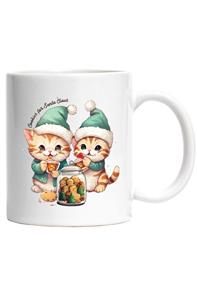 StoryGift Romania Cana cu 2 pisoi cu mesajul "Cookies for Santa Claus", Craci...