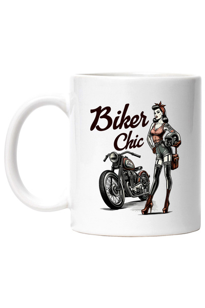 StoryGift Romania Cana cu mesajul "Biker chic", ilustratie, stil retro, vechi...