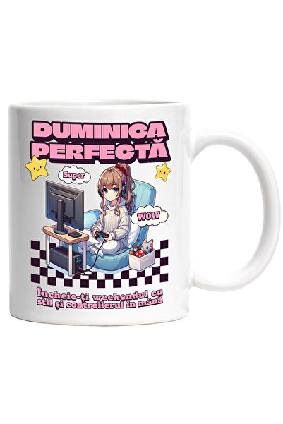 StoryGift Romania Cana fata stil anime jucand jocuri Duminica perfecta, 330ml...