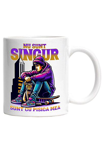 StoryGift Romania Cana Baiat pe skateboard cu o pisica, text NU SUNT SI, 330m...