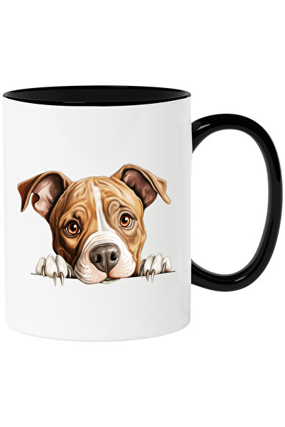 StoryGift Romania Cana cu un catel tristut care are ghearele scoase | ilustratie | cuminte | priet, Cu Maner Negru