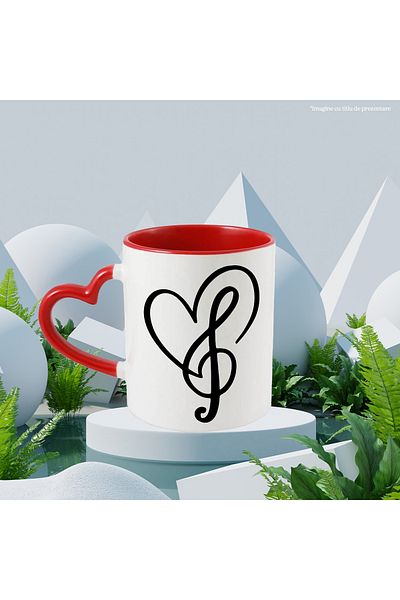 StoryGift Romania Cana pentru cei care iubesc muzica cu Maner Inima Rosie, Cu Maner Inima Rosie