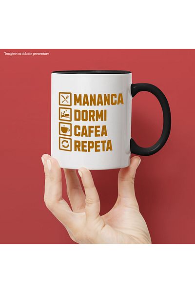StoryGift Romania Mug with Funny Daily Routine Text Eat Sleep Coffee Repeat Energy Lovers, With ,STG
