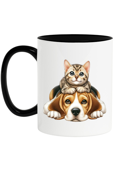 StoryGift Romania Cana cu o pisicuta si un catelus, ilustratie, prietenie, in...