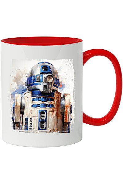 StoryGift Romania Cana Cu R2D2, Star Wars, Robot, Personaj, SF, Ilustratie, Multicolor 330 ml, Cer, Cu Maner Rosu