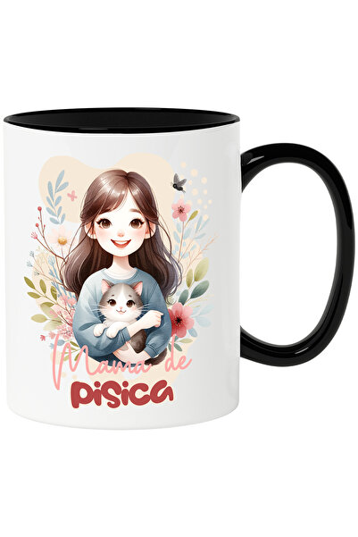 StoryGift Romania Cana Mama de pisica, iubitorii de animeel motani, 330ml, Ce...