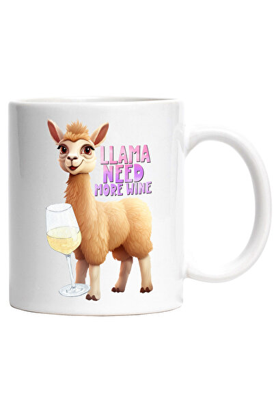 StoryGift Romania Cana cu lama si cu un pahar cu vin cu mesajul "Llama need m...