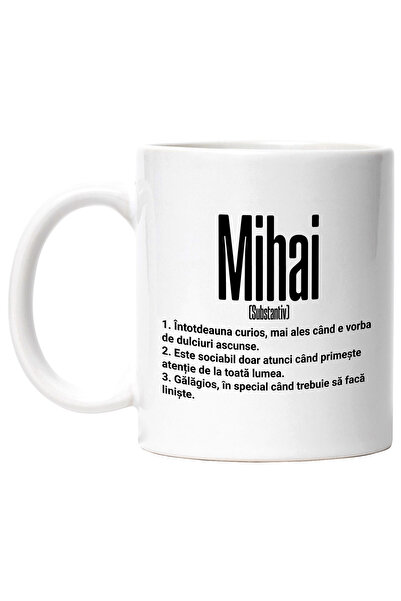 StoryGift Romania Cana Cu Numele Mihai, Cu Mesaj Amuzant, Curios, Sociabil, G...
