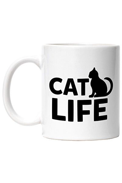 StoryGift Romania Cana cu o pisica si textul in engleza "Cat life" - viata de...