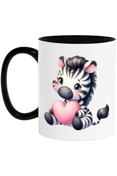 StoryGift Romania Cana cu o zebra care tine o inima in brate | ilustratie | i...