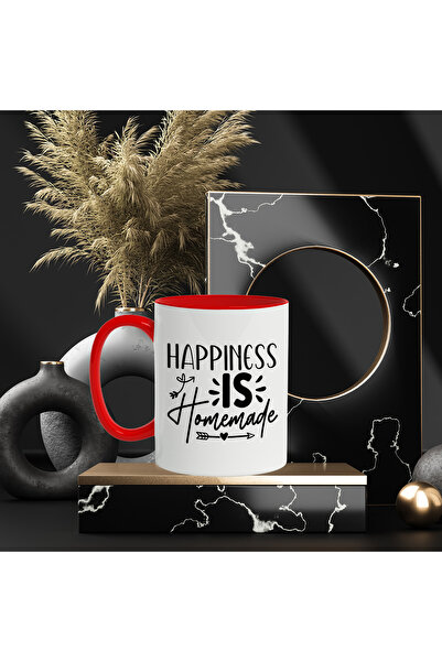 StoryGift Romania Mug with the text "Happiness is homemade" - happiness is "made" at home with Handle, With, STG