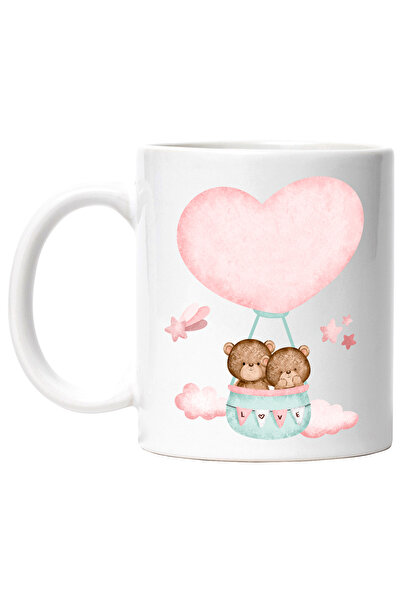 StoryGift Romania Cana Cu Balon Cu Aer Cald, Inima, Nori, Ursuleti, Cuplu, St...