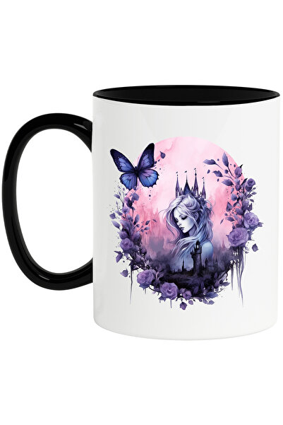 StoryGift Romania Cana cu o femeie frumusica, ilustratie, abstract, fluture, ...