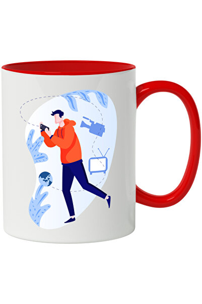 StoryGift Romania Mug With Planet, Phone, Movie, Video Camera, Multicolor 330...