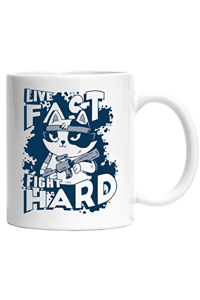 StoryGift Romania Cana Cu Live Fast Fight Hard, Pisica, Luneta, Animal, Lupta...