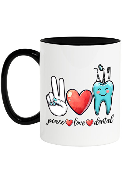 StoryGift Romania Cana cu mesajul "Peace, love, dental", profesie, ilustratie...