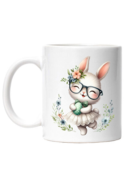 StoryGift Romania Cana cu o iepuroaica in rochita alba, ilustratie, ou vopsit...