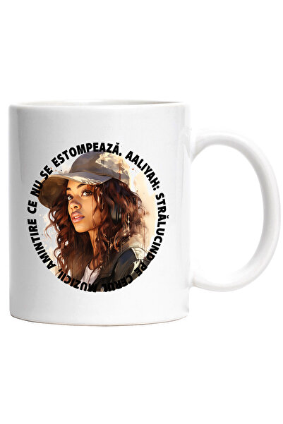 StoryGift Romania Cana Cu Mesaj Amintire Ce Nu Se Estompeaza, Aaliyah, Muzica, Multicolor 330 ml, , Cu Maner Alb