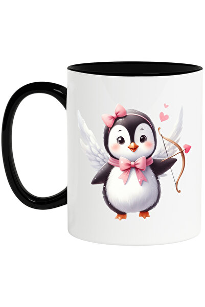 StoryGift Romania Cana cu un pinguin Cupidon | ilustratie | arc cu sageti | i...