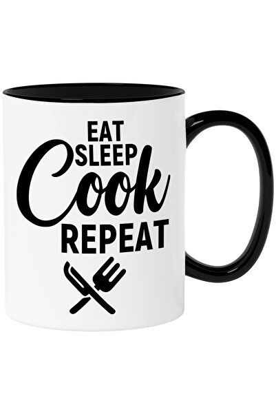 StoryGift Romania Cana cu mesajul "Eat sleep, cook, repeat" - mananca somn, g...