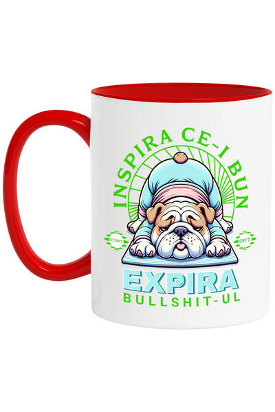 StoryGift Romania Cana cu Caine Gras Haios In Pozitie De Yoga Relaxare Sport ...
